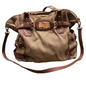 Brown canvas and leather Michael Kors purse